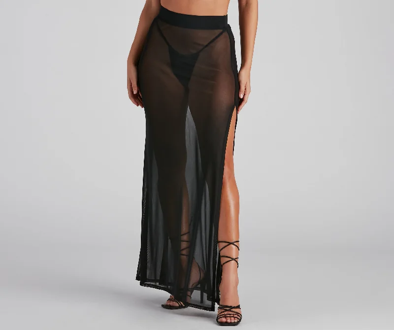 Wrap Me In Glam Mesh Maxi Skirt cashmere skirt plush