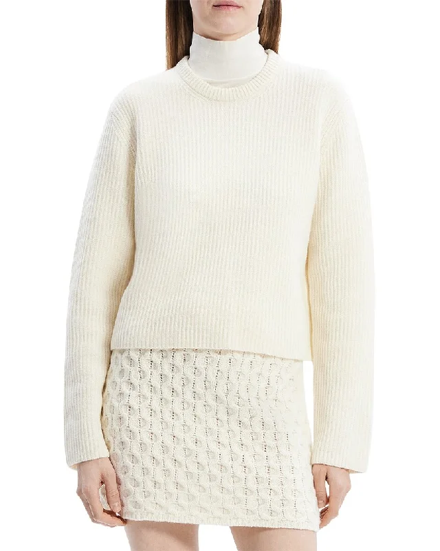 Theory Boxy Wool & Cashmere-Blend Sweater High Neck Crew Neck V-Neck