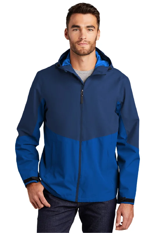 Port Authority Mens Tech Wind & Water Resistant Full Zip Hooded Rain Jacket - Estate Blue/Cobalt Blue Knit Fabric Woven Fabric Fleece Fabric Port Authority Mens Tech Wind & Water Resistant Full Zip Hooded Rain Jacket - Estate Blue/Cobalt Blue Knit Fabric Woven Fabric Fleece Fabric