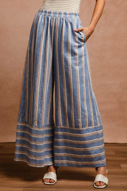 Hazel Blues® |  BiBi Striped Wide Leg Pants with Pockets Stylish Harem Pants