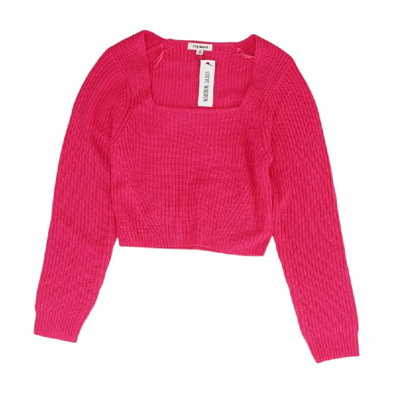 Pink Solid Sweater Beaded Sweater Sequined Faux Fur