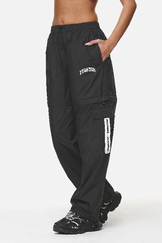 Dalga Tracksuit Zip Pants 2 In 1 Black Relaxed Linen Pants