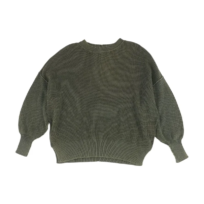 Green Solid Crewneck Sweater Glossy Satin Silk
