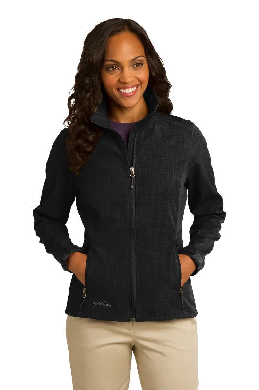 Eddie Bauer Womens Shaded Crosshatch Wind & Water Resistant Full Zip Jacket - Black Stand-Up Collar Roll-Neck Collar Turtle Neck Eddie Bauer Womens Shaded Crosshatch Wind & Water Resistant Full Zip Jacket - Black Stand-Up Collar Roll-Neck Collar Turtle Neck