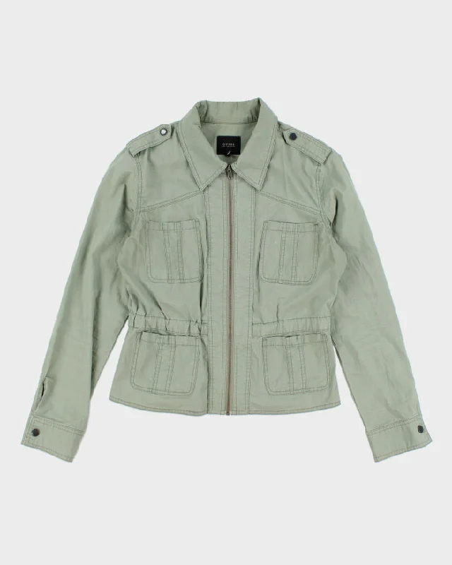 Y2k 00s Guess Khaki Light Weight Jacket - M Cardigan Sweater Pullover
