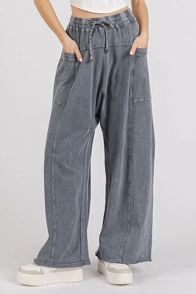 Hazel Blues® | Mittoshop Mineral Wash Elastic Waist Barrel Leg Baggy Pants Classic Chino Pants Hazel Blues® | Mittoshop Mineral Wash Elastic Waist Barrel Leg Baggy Pants Classic Chino Pants