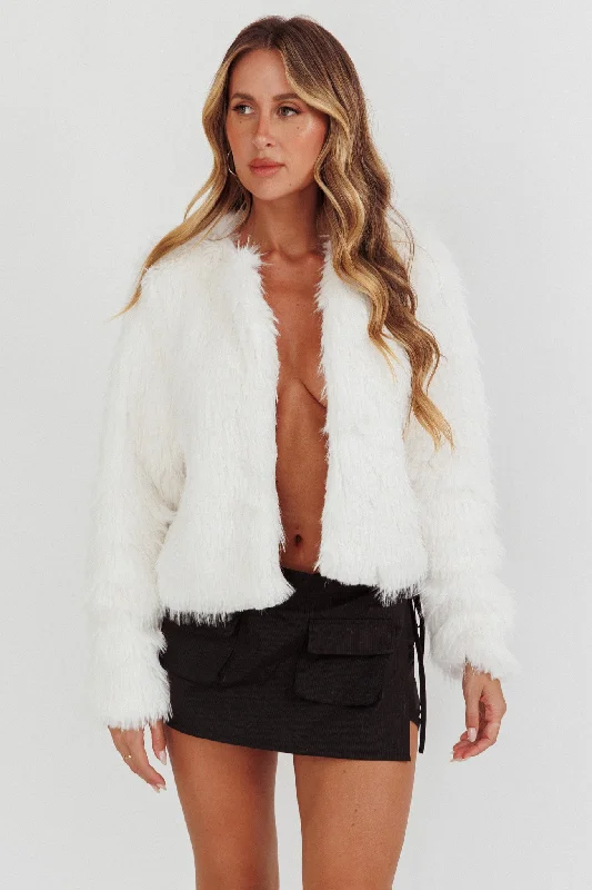 Smoky Mountains Faux Fur Jacket White Nylon Fabric Polyester Fabric Spandex Fabric