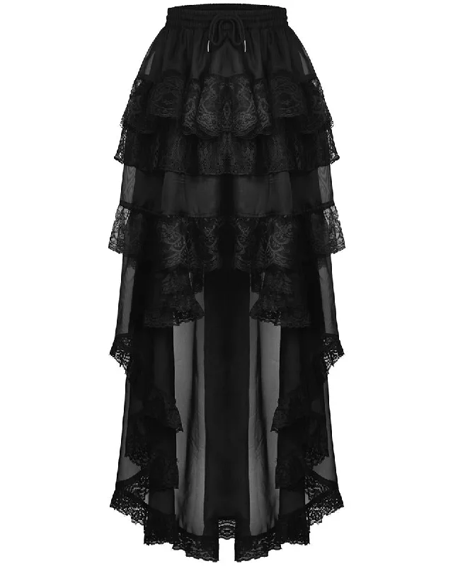 Dark In Love Pleated Gothic High Low Petticoat Skirt leather skirt sleek