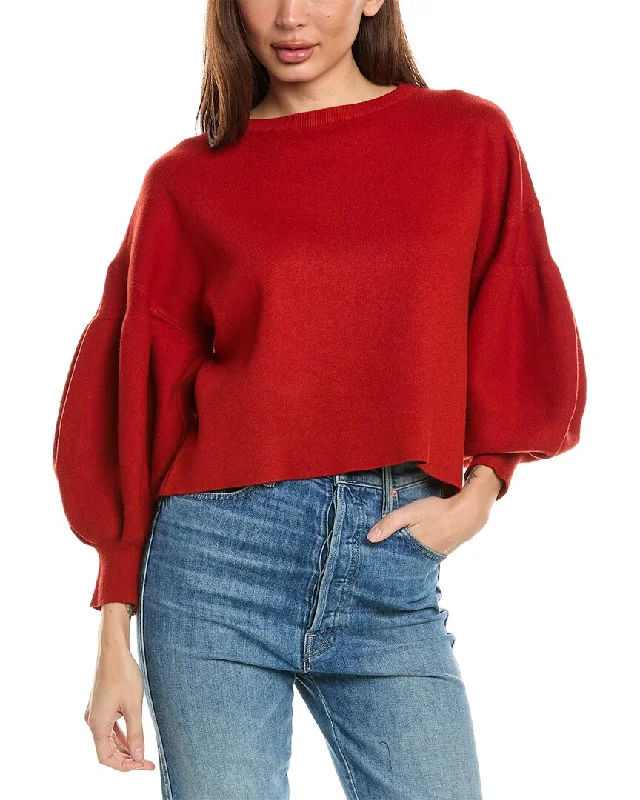 OAT New York Balloon Sleeve Sweater Spandex Blend Rayon Blend Denim Blend