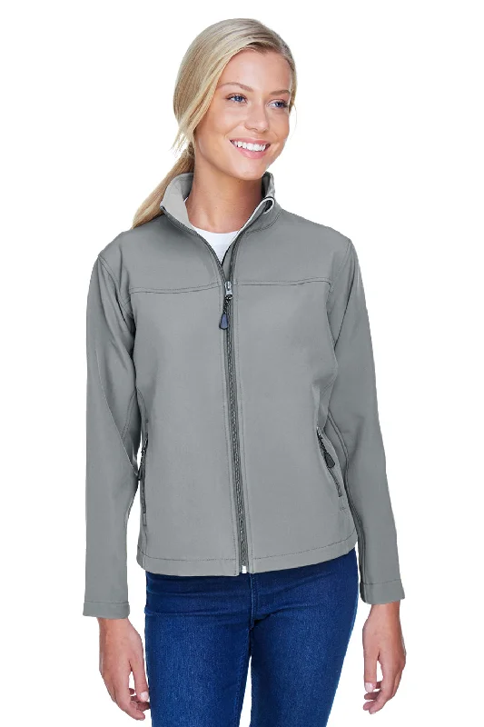 Devon & Jones Womens Wind & Water Resistant Full Zip Jacket - Charcoal Grey Zippered Front Buttoned Front Snap Front Devon & Jones Womens Wind & Water Resistant Full Zip Jacket - Charcoal Grey Zippered Front Buttoned Front Snap Front