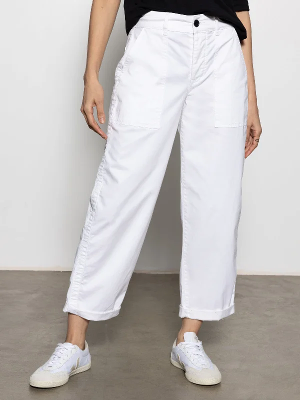 Cruiser Semi High Rise Chino Pant Bleached White Relaxed Lounge Trousers