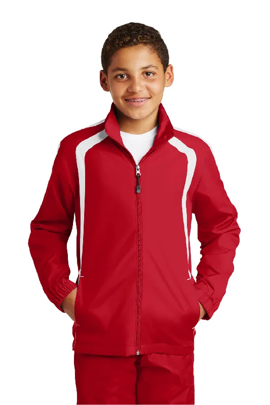Sport-Tek Youth Water Resistant Full Zip Jacket - True Red/White - Closeout Jersey Jacket Tulle Jacket Batik Jacket Sport-Tek Youth Water Resistant Full Zip Jacket - True Red/White - Closeout Jersey Jacket Tulle Jacket Batik Jacket