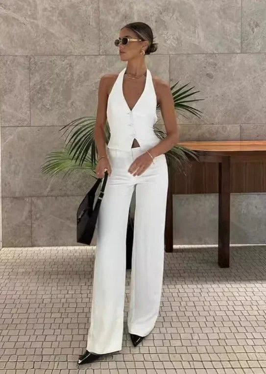 Backless Suspender Top pants Suit Fashionable Sporty Pants