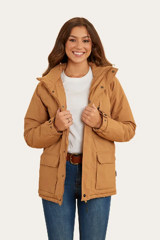 Kickback Womens Jacket - Tawny Brown Trench Coat Raincoat Waterproof Jacket