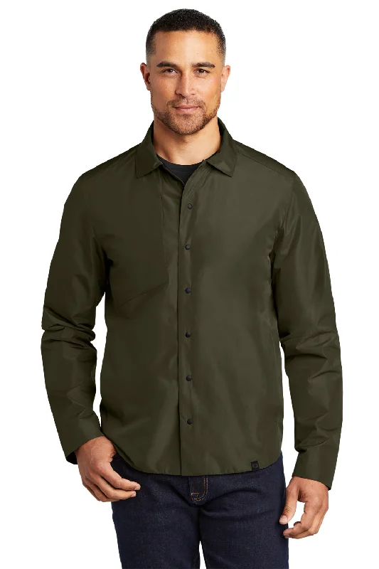 Ogio Mens Water Resistant Reverse Button Down Shirt Jacket - Drive Green Cotton Fabric Linen Fabric Terry Fabric Ogio Mens Water Resistant Reverse Button Down Shirt Jacket - Drive Green Cotton Fabric Linen Fabric Terry Fabric