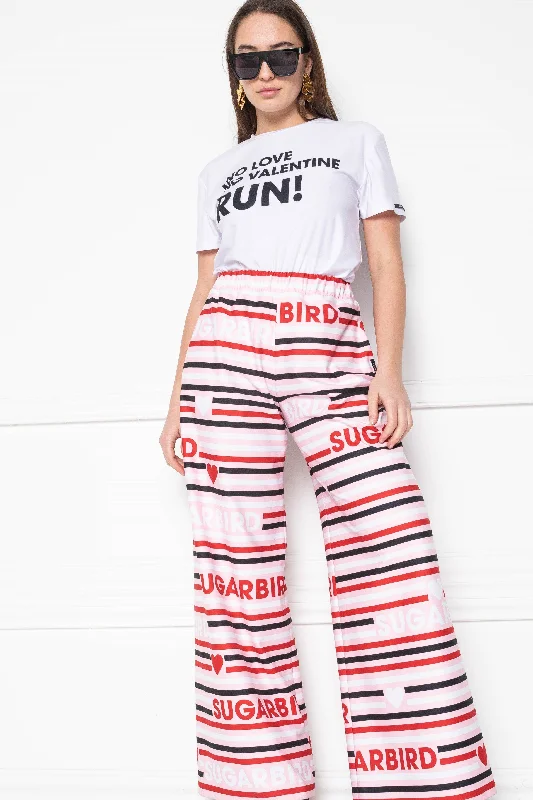 Katka Pink Stripes Monogram pants Trendy Tapered Pants
