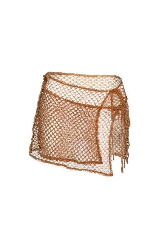 ORANGE MESH BEACH MINI SKIRT linen skirt natural