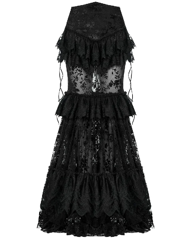 Punk Rave Dark Decadence Flocked Lace Gothic Maxi Skirt vintage skirt charm