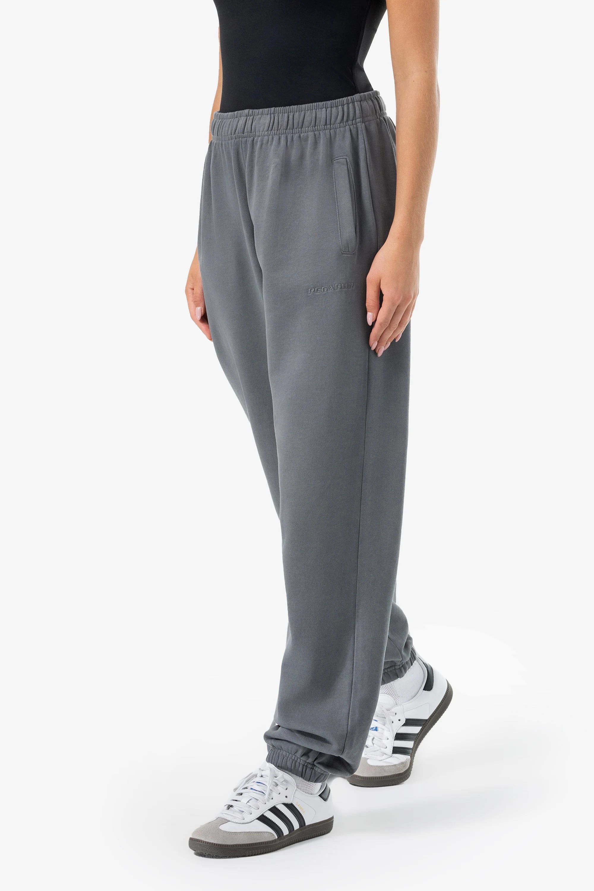 Villa High Waisted Sweat Pants Vintage Grey Grey Elegant Wool Trousers