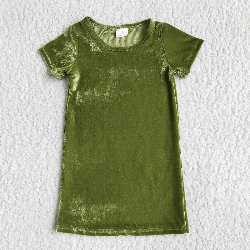 Green velvet skirt high slit skirt