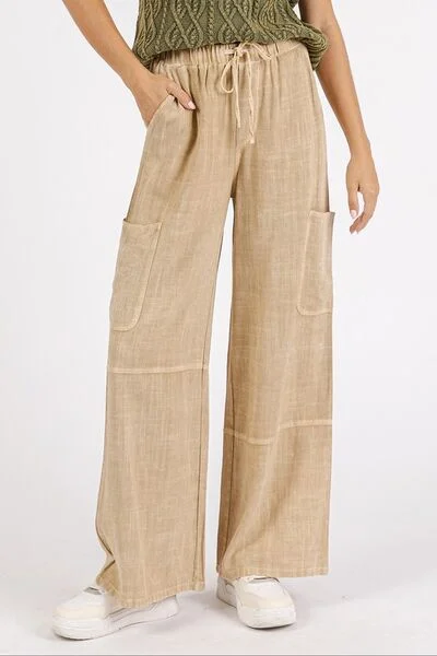 Hazel Blues® | Mittoshop Mineral Wash Drawstring Elastic Waist Pants Comfy High-Waist Jeans Hazel Blues® | Mittoshop Mineral Wash Drawstring Elastic Waist Pants Comfy High-Waist Jeans