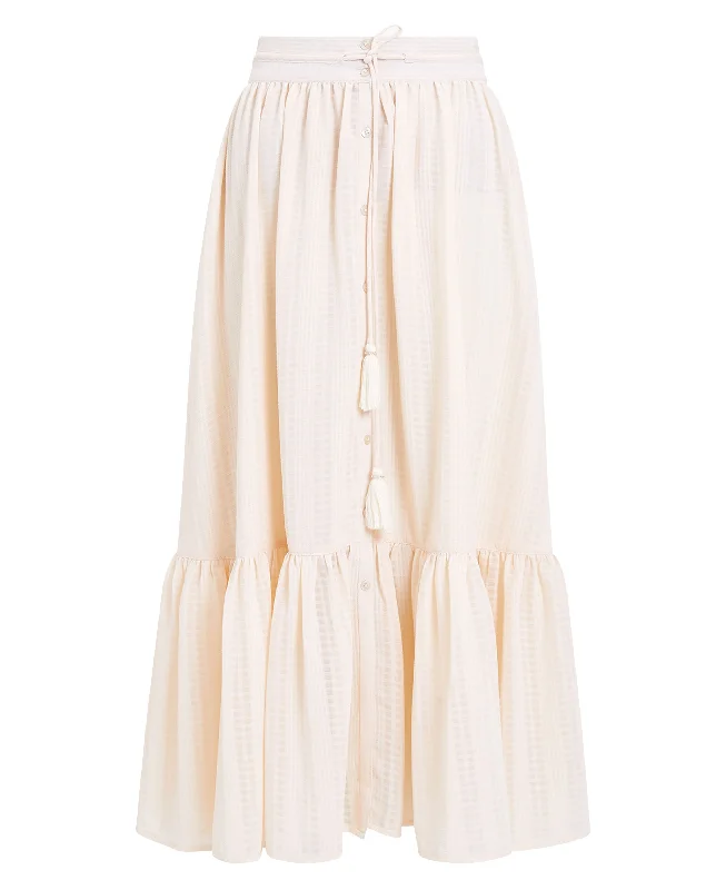 Desert Check Tiered Skirt - Ecru chiffon skirt delicate