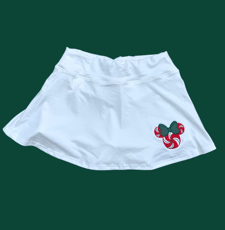 Peppermint Christmas Swirl Athletic Skirt (built in shorts w/pocket) (Copy) cashmere skirt rich