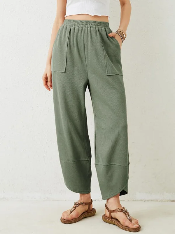 Hazel Blues® |  Lovelet Elastic Waist Wide Leg Pants Slim Fit Casual Pants