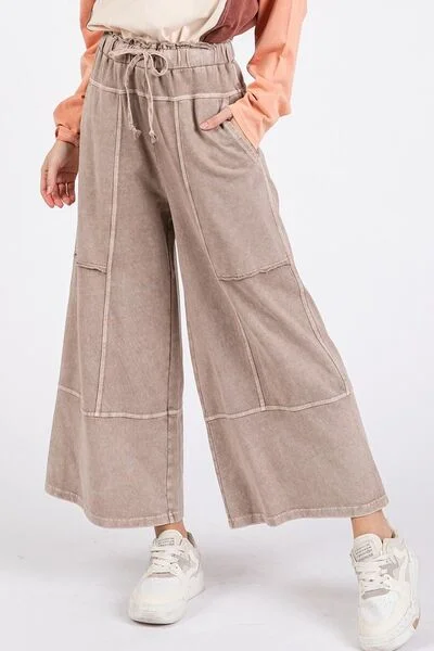 Hazel Blues® | Mittoshop Mineral Wash Seam French Terry Wide Leg Pants Comfortable Jogging Pants Hazel Blues® | Mittoshop Mineral Wash Seam French Terry Wide Leg Pants Comfortable Jogging Pants