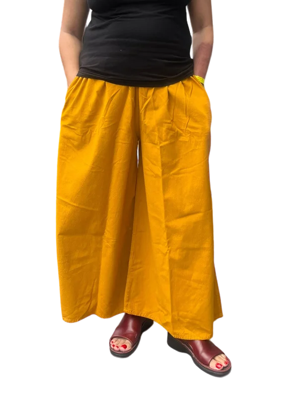 Mustard Cotton Palazzo Pants Formal Linen Trousers