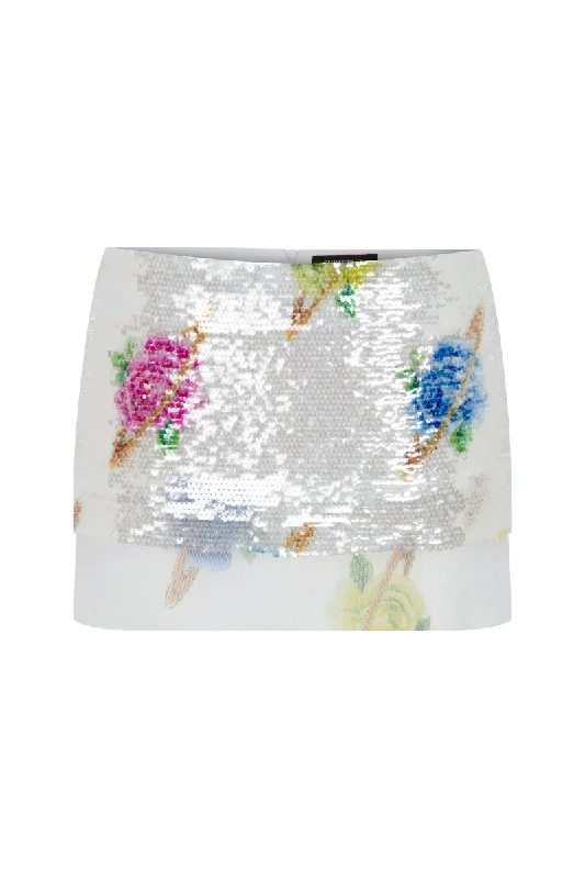 FLORAL PRINT LOW RISE MINI SKIRT wool skirt breathable