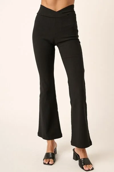 Hazel Blues® |  Mittoshop Surplice V Waist Flare Pants Relaxed Linen Pants