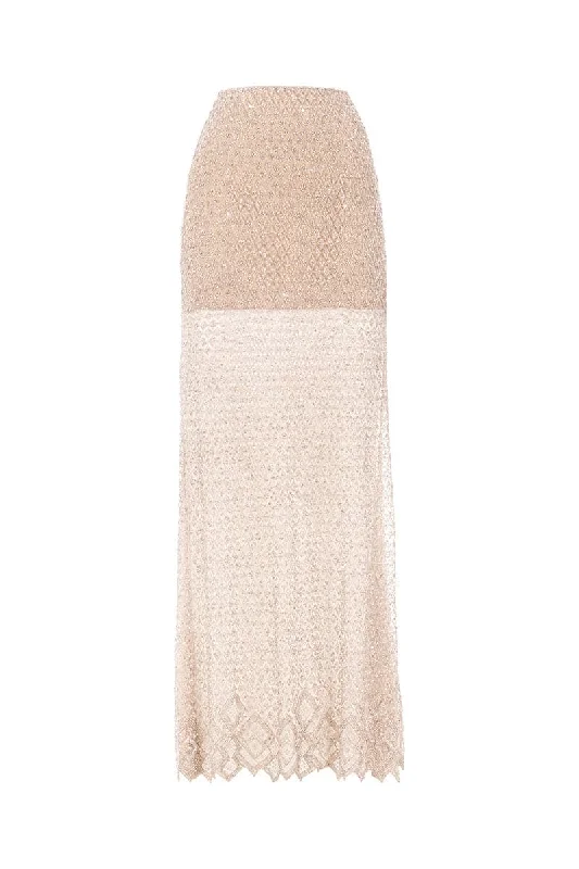 GOLD EMBELLISHED LACE MAXI SKIRT lace skirt romantic