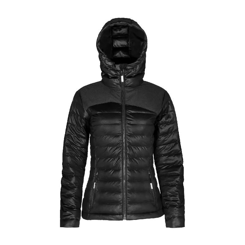 Women's Stretch Puffy Jacket Notch Collar Peter Pan Collar Cowl Neck
