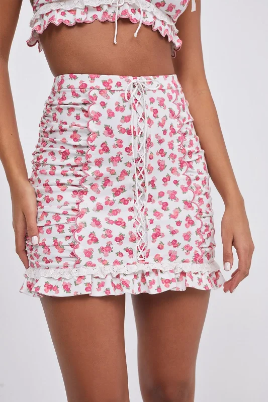 FOR LOVE & LEMONS Baby Blooms Slip Skirt leather skirt bold
