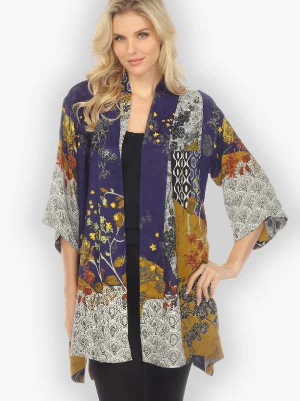 Bohemian Mixed Art Silk Kimono Jacket Tiered Jacket Buttoned Jacket Zippered Jacket Bohemian Mixed Art Silk Kimono Jacket Tiered Jacket Buttoned Jacket Zippered Jacket