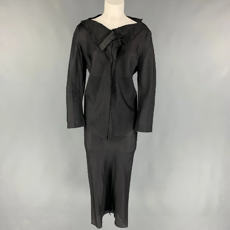 Archive YOHJI YAMAMOTO Size XS Black Raw Edge Organza Safety Pin Skirt Set maxi skirt elegant