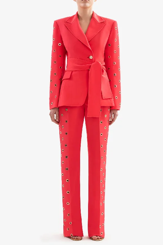Metal ring tailored jacket and pants Casual Drawstring Pants
