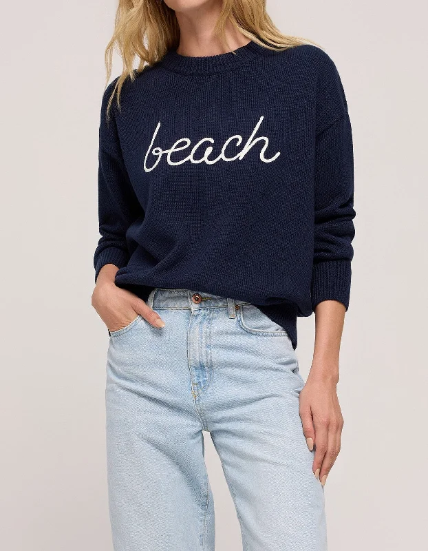 Beach Boyfriend Sweater Graphic Sweater Embroidered Appliqued