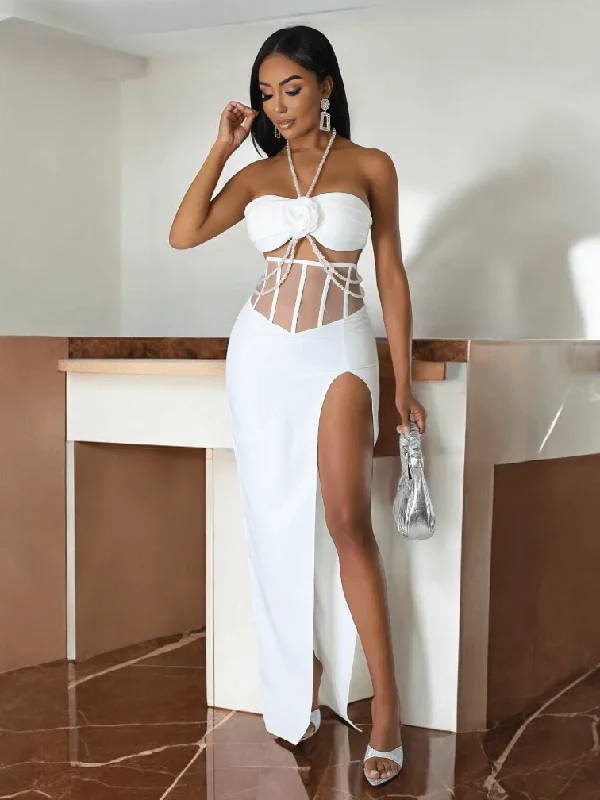 Jessy White Two-Piece Skirt Set chiffon skirt delicate