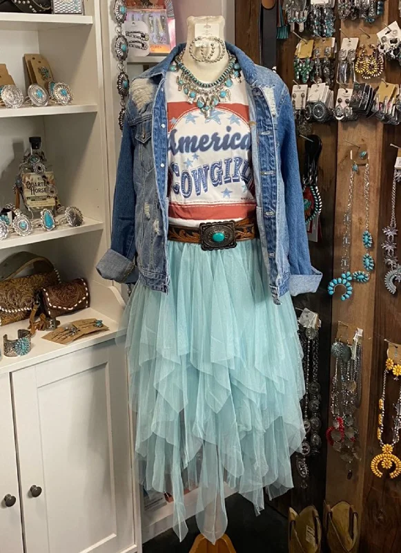 Mesh Layered Cowgirl Skirt chiffon skirt airy