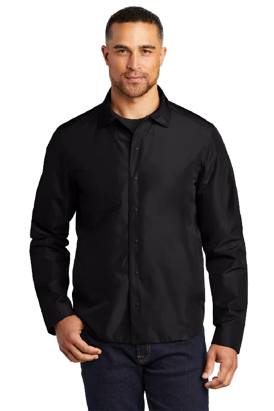 Ogio Mens Water Resistant Reverse Button Down Shirt Jacket - Blacktop Rayon Fabric Velvet Fabric Corduroy Fabric