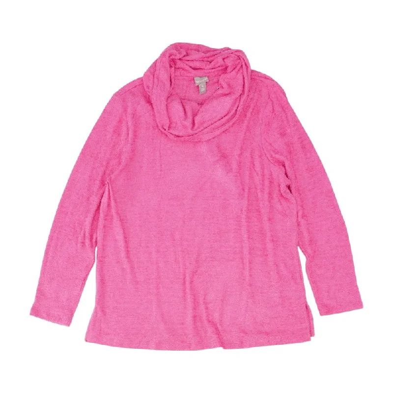 Pink Solid Cowl Neck Sweater Striped Floral Plaid