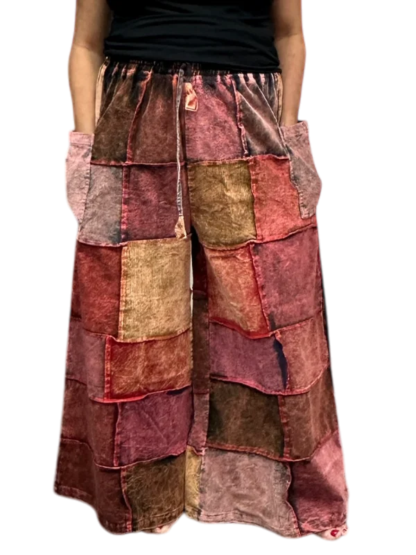 Rachel Corduroy Patchwork Pants Chic Checkered Pants