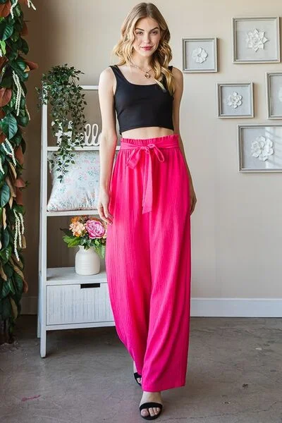 Hazel Blues® | Heimish Front Tie Pants with Paperbag Waistband Classic Stretch Pants Hazel Blues® | Heimish Front Tie Pants with Paperbag Waistband Classic Stretch Pants