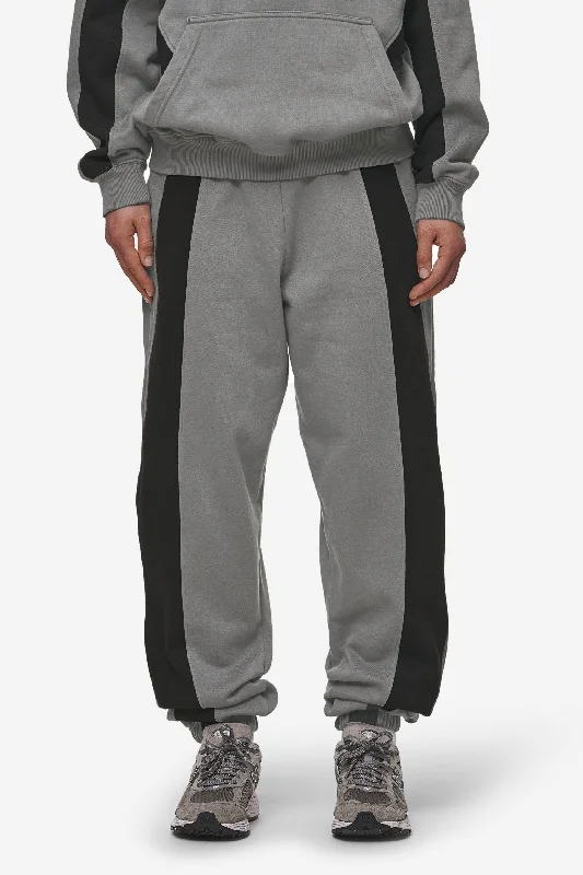 Amira High Waisted Sweat Pants Washed Deep Grey Black Elegant Palazzo Trousers