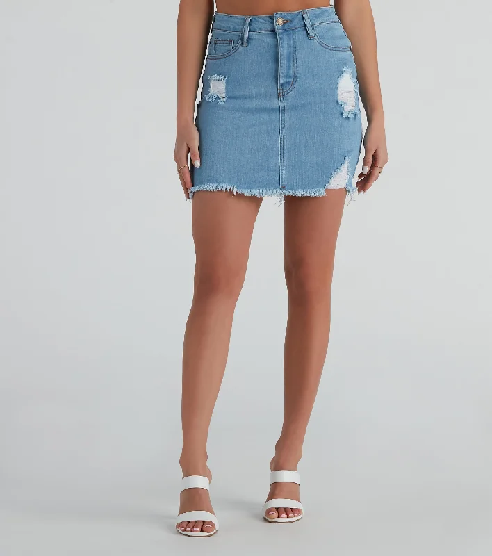 Ally High-Rise Denim Mini Skirt by Windsor Denim floral skirt print