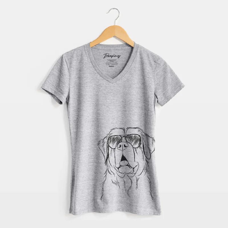 Aviator Atlas the Saint Bernard - Women's V-neck Shirt -- Basic T-Shirt Crew Neck Short Sleeve Aviator Atlas the Saint Bernard - Women's V-neck Shirt -- Basic T-Shirt Crew Neck Short Sleeve