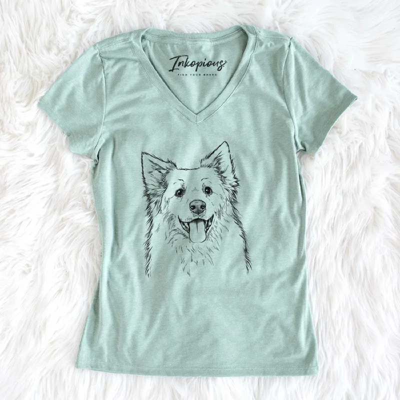 Bare Aspenita the Mixed Breed - Women's V-neck Shirt-- Collared T-Shirt Boat Neck A-Line Bare Aspenita the Mixed Breed - Women's V-neck Shirt-- Collared T-Shirt Boat Neck A-Line