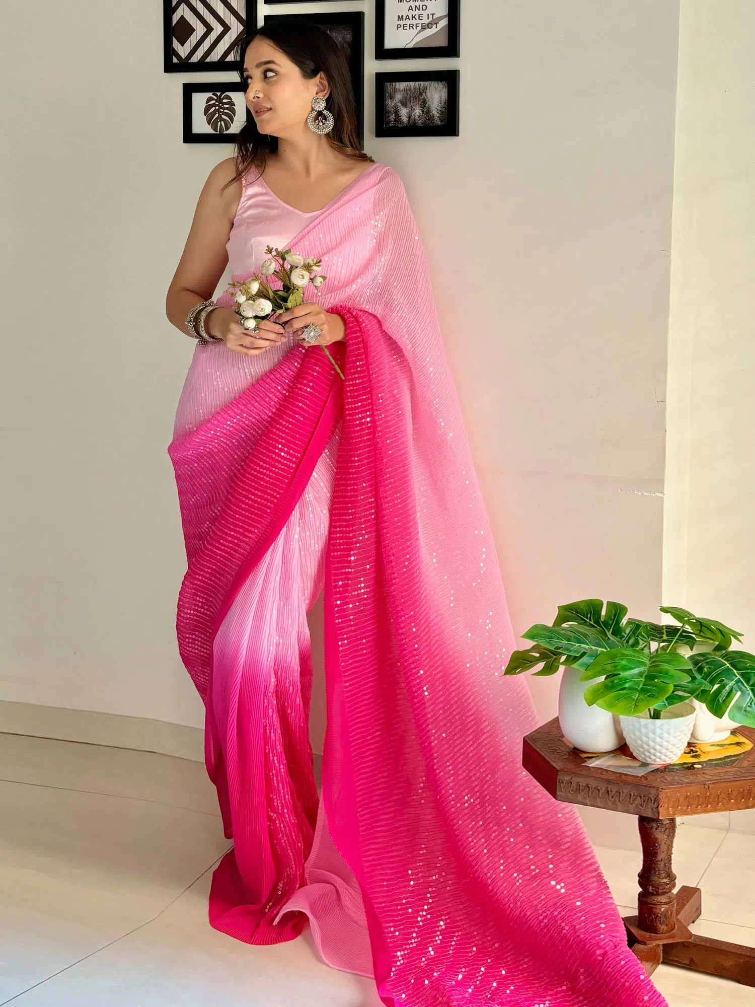 Saree Mall Women's Georgette Pink Embellished Designer Saree With Blouse Piece-KESARI3308 Double-Layered Blouse Saree Mall Women's Georgette Pink Embellished Designer Saree With Blouse Piece-KESARI3308 Double-Layered Blouse